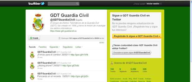 La Guardia Civil llega a Twitter