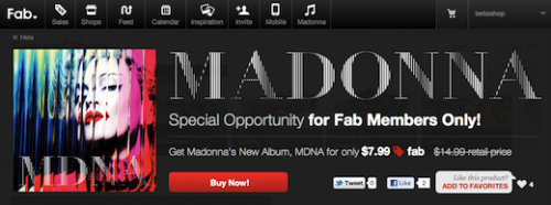 Madonna venderá su nuevo disco en la web a través de Fab.com