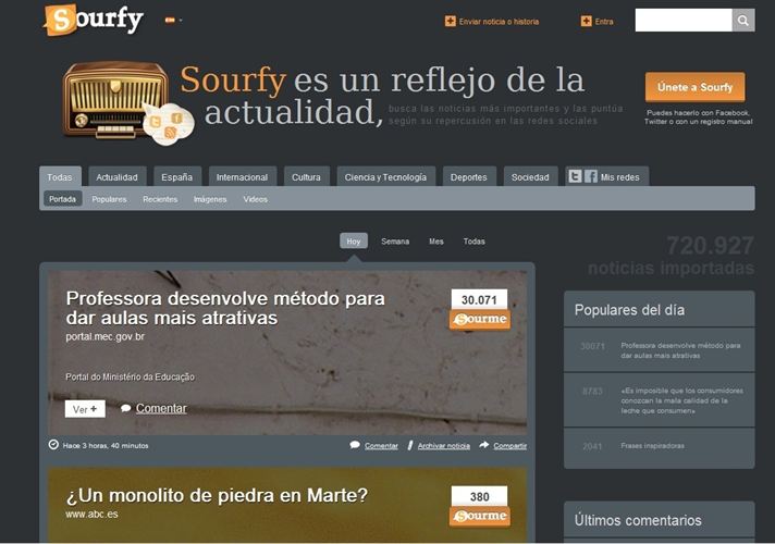 Sourfy.com: nuevo agregador de noticias