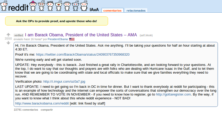Obama se suma a Reddit con un AMA