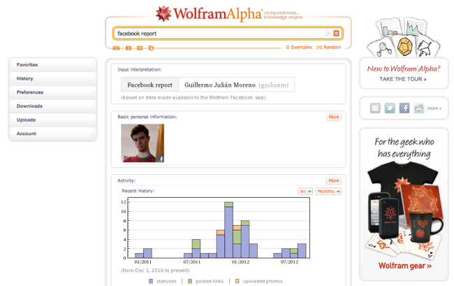 Wolfram Alpha: analiza tu cuenta de Facebook