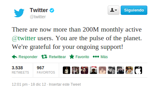 Twitter alcanza los 200 millones de usuarios activos por mes