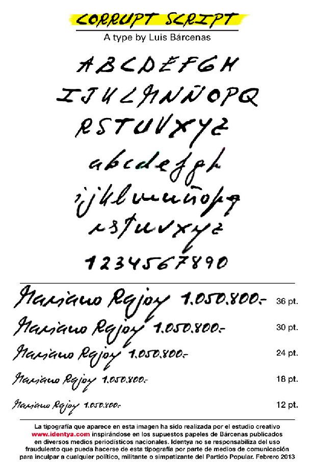 “Corrupt Script”, una tipografía inspirada en la letra de Bárcenas